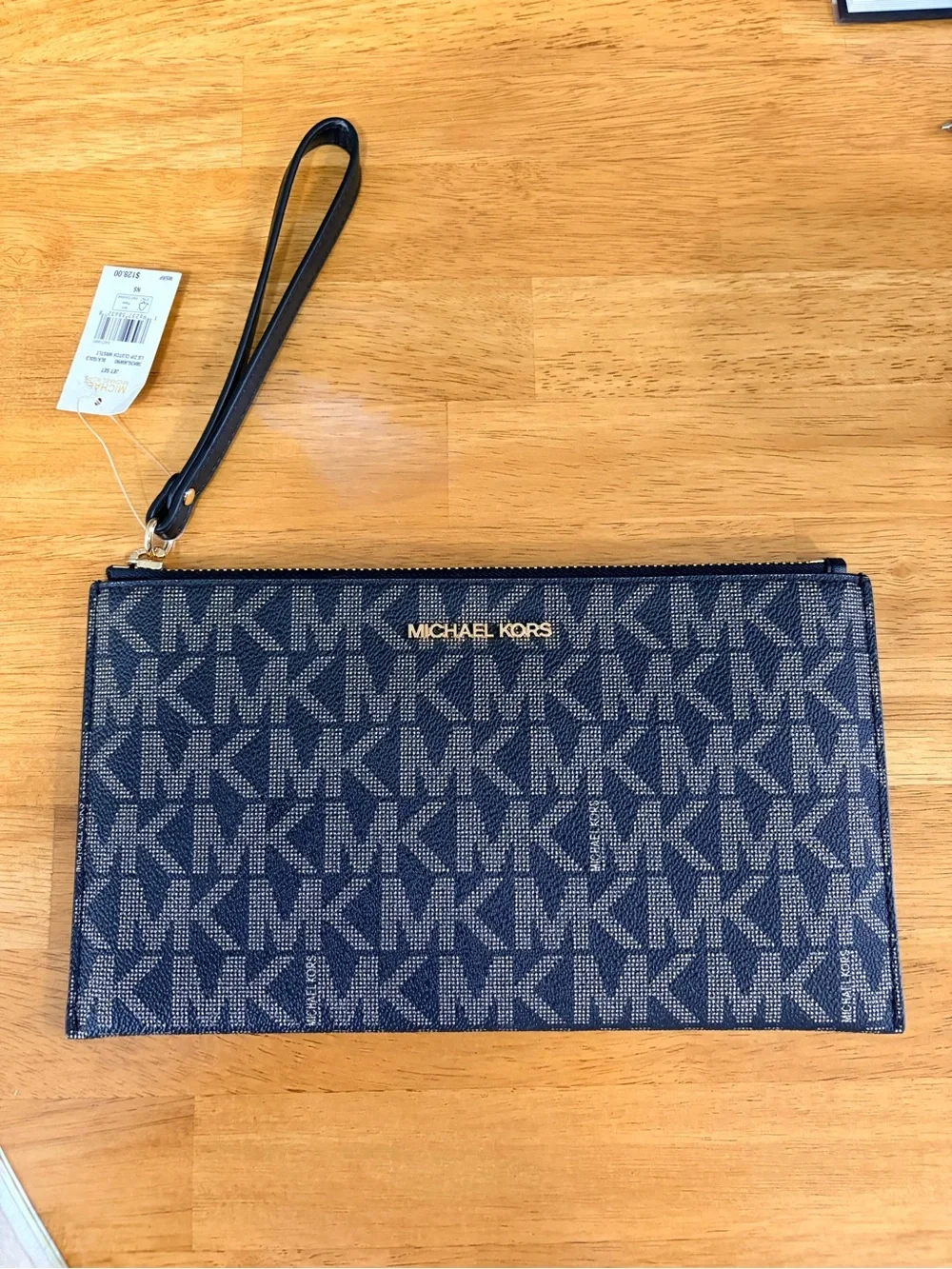 Michael Kors Navy Signature MK Wristlet Clutch NWT